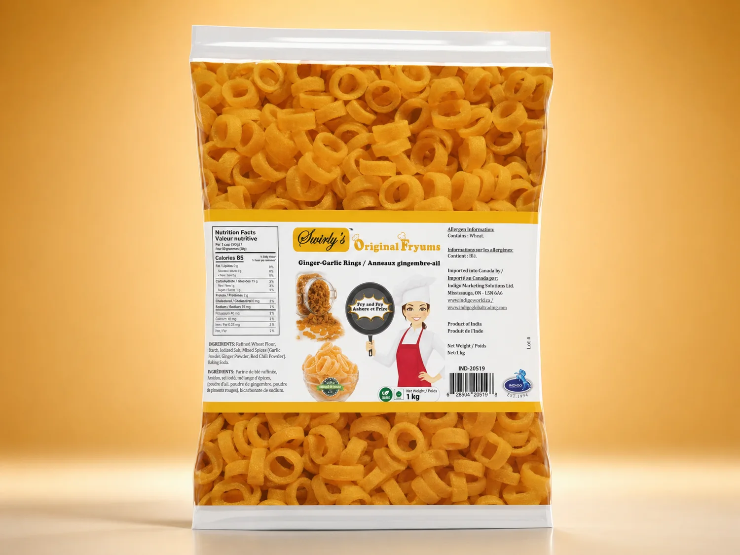 Fryums Ginger Garlic Rings 1kg foodservice pouch