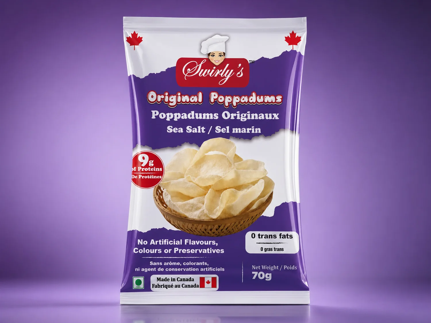 Swirly's Original Poppadums packet, front